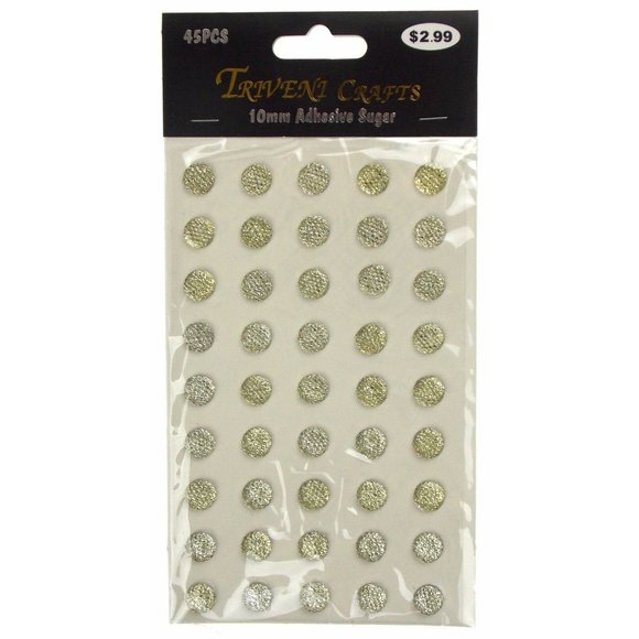 Gold Sugar Self Adhesive Gem Stick On 10mm 225pc Lot 5 Triveni 3D Round Sparkle - Picture 2 of 3